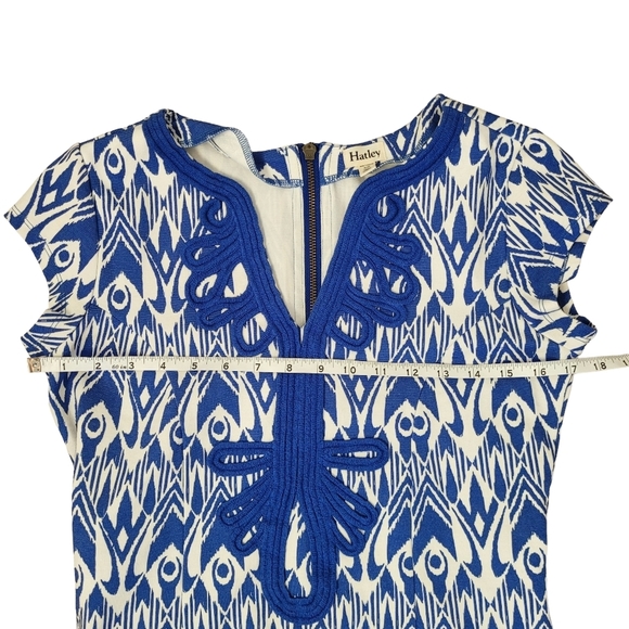 Hatley cap sleeve ikat print shift dress blue white small - Picture 11 of 13